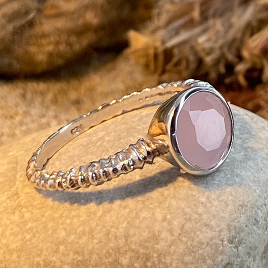 PRINCIPESSA BAGUE CABOCHON QUARTZ ROSE D'INDE EN ARGENT 925